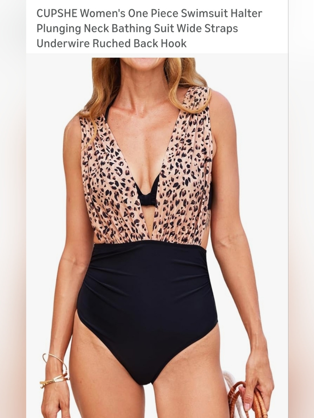 Cupshe Leopard Print & Black One-Piece Swimsuit